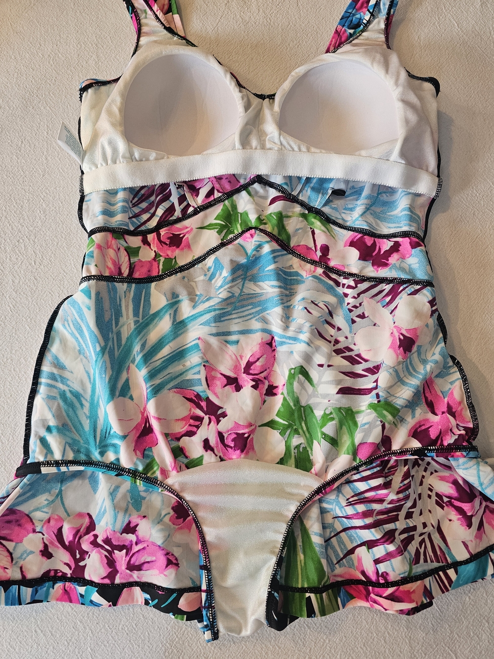 Le Cove Plus Size 18W Tropical Floral One-Piece Swim Dress V-Neck Coquette Chic - Picture 7 of 9
